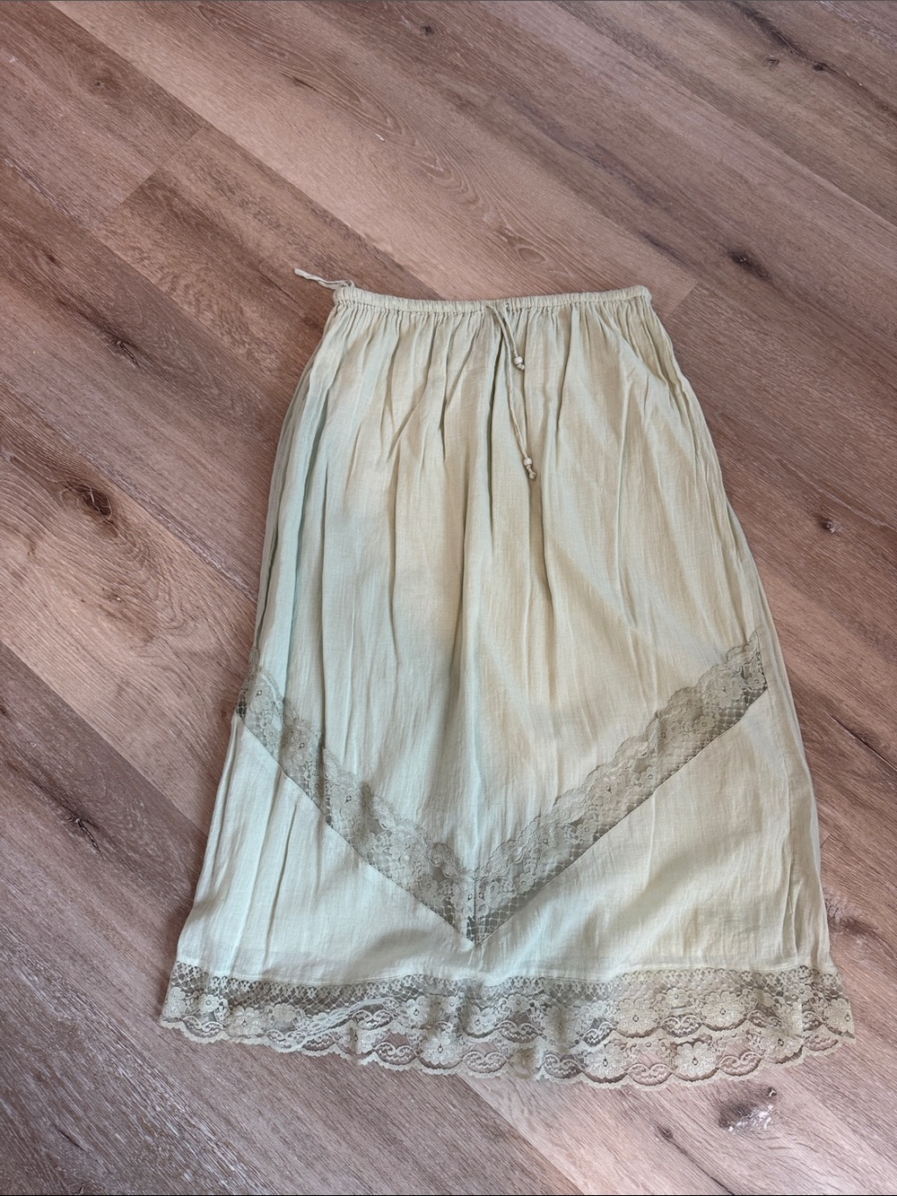 Passport Light Sage Lace-Trim Midi Skirt